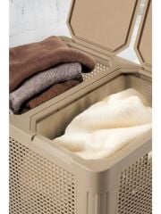 Omnipazar SY-4632 Smart Duo İki Bölmeli Kirli Çamaşır Sepeti 84 Litre Bej