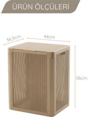 Omnipazar SY-4632 Smart Duo İki Bölmeli Kirli Çamaşır Sepeti 84 Litre Bej