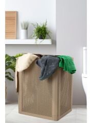 Omnipazar SY-4632 Smart Duo İki Bölmeli Kirli Çamaşır Sepeti 84 Litre Bej