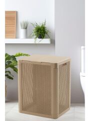 Omnipazar SY-4632 Smart Duo İki Bölmeli Kirli Çamaşır Sepeti 84 Litre Bej