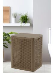 Omnipazar SY-4632 Smart Duo İki Bölmeli Kirli Çamaşır Sepeti 84 Litre Kahverengi