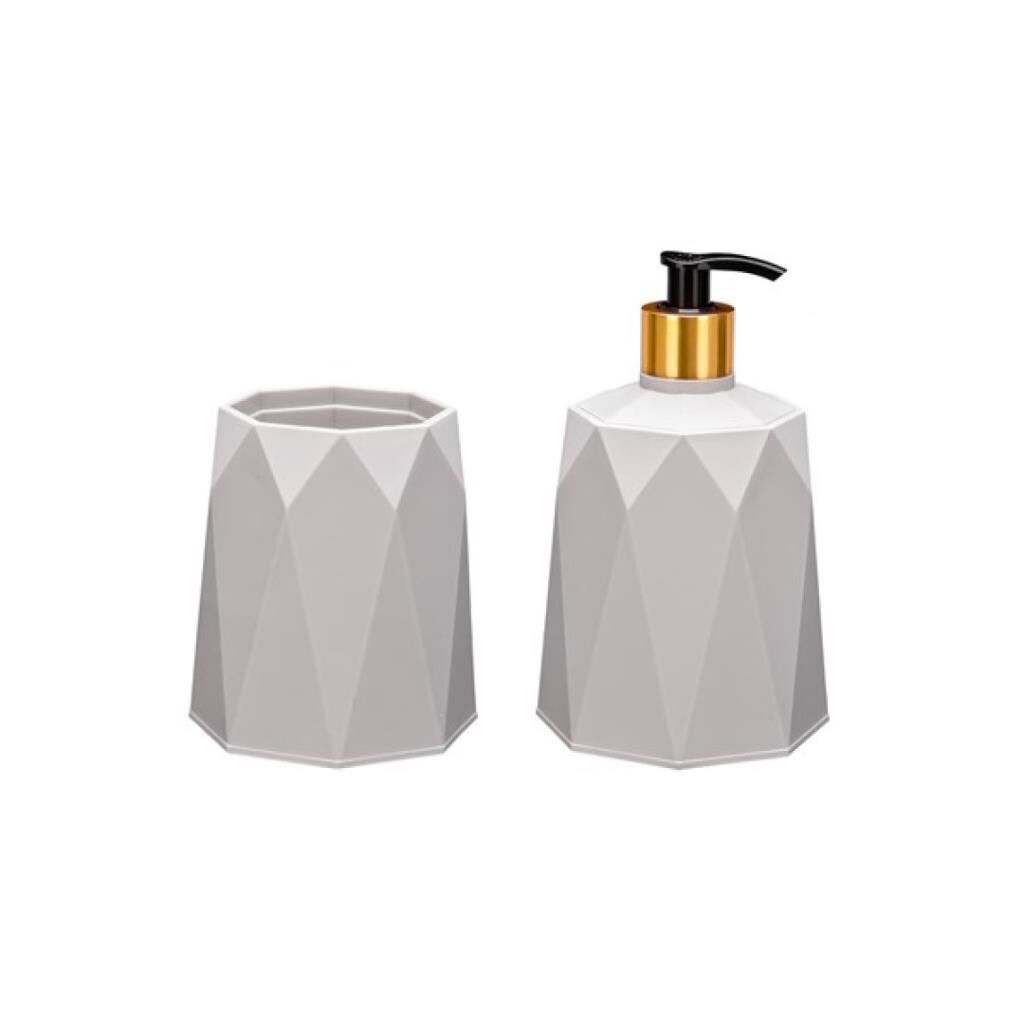 Omnipazar ELF-577 Geo 2'li Diş Fırçalık ve Sıvı Sabunluk Lavabo Takımı