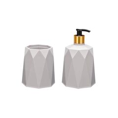 Omnipazar ELF-577 Geo 2'li Diş Fırçalık ve Sıvı Sabunluk Lavabo Takımı