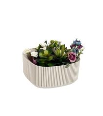Omnipazar KRS-247 Pera Dekoratif Aranjman Kaktus Sukulent Saksı 1 Litre No 1 Krem