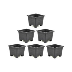 SY-5848 Dekoratif Plastik Kare Ayaklı Saksı 30 Lt Antrasit 6 Adet