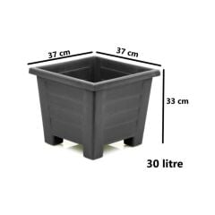 SY-5848 Dekoratif Plastik Kare Ayaklı Saksı 30 Lt Antrasit 6 Adet