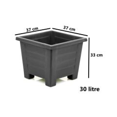 SY-5848 Dekoratif Plastik Kare Ayaklı Saksı 30 Lt Antrasit 6 Adet