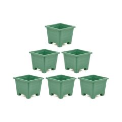 SY-5848 Dekoratif Plastik Kare Ayaklı Saksı 30 Lt Yeşil 6 Adet