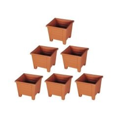 SY-5848 Dekoratif Plastik Kare Ayaklı Saksı 30 Lt Kiremit 6 Adet