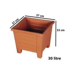 SY-5848 Dekoratif Plastik Kare Ayaklı Saksı 30 Lt Kiremit 6 Adet