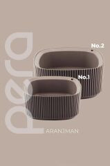 Omnipazar KRS-248 Pera Dekoratif Aranjman Kaktus Sukulent Saksı 1.8 Litre No 2 Kahverengi