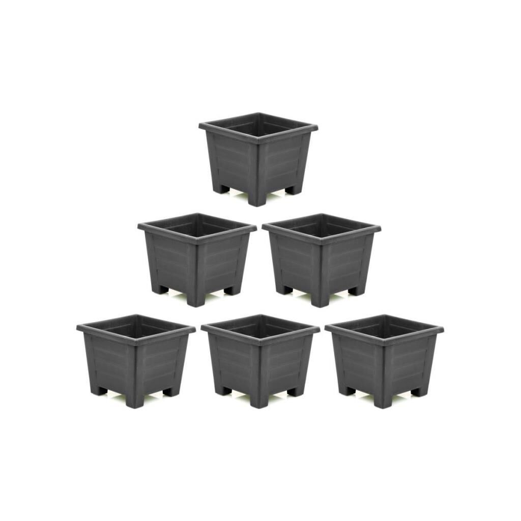 SY-5847 Dekoratif Plastik Kare Ayaklı Saksı 15 Lt Antrasit 6 Adet