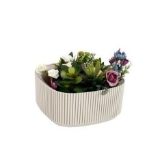 Omnipazar KRS-248 Pera Dekoratif Aranjman Kaktus Sukulent Saksı 1.8 Litre No 2 Krem