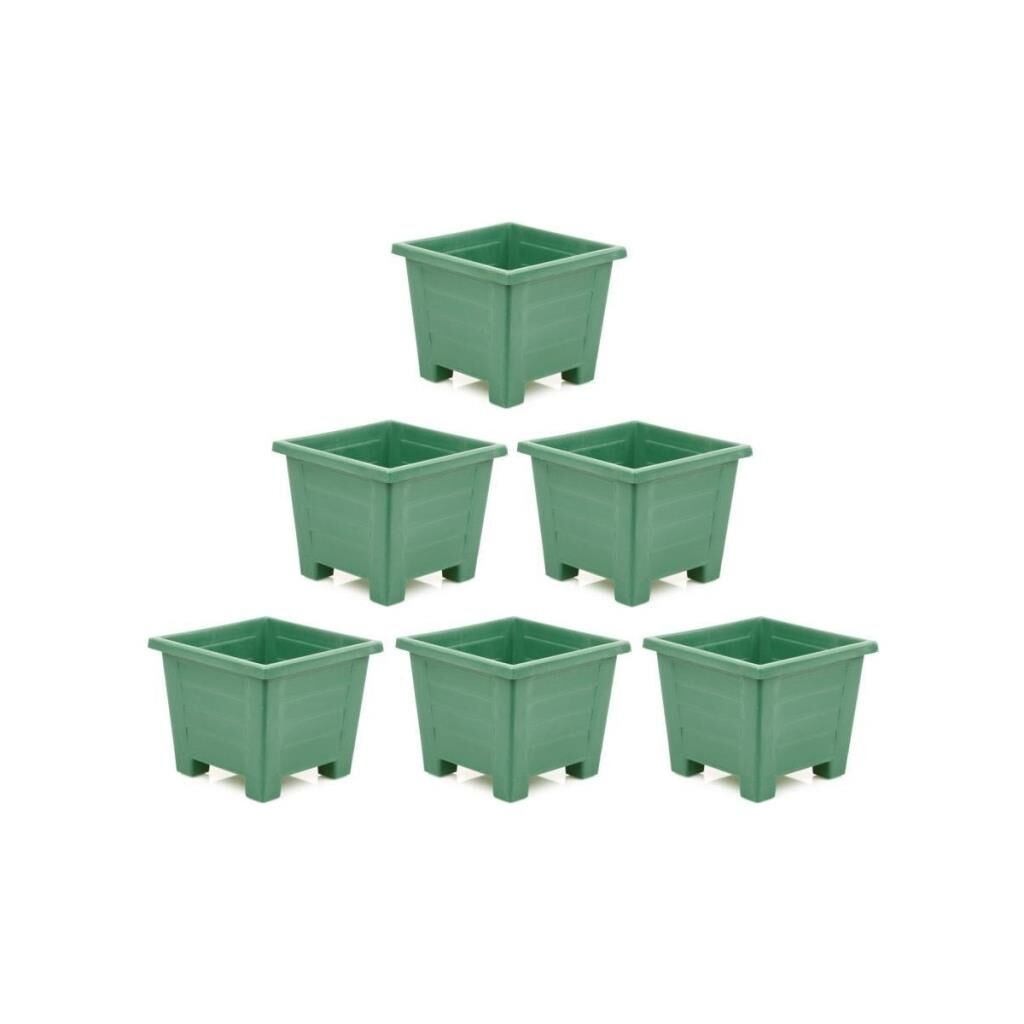 Omnipazar SY-5847 Dekoratif Plastik Kare Ayaklı Saksı 15 lt Yeşil 6 Adet