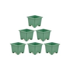 SY-5847 Dekoratif Plastik Kare Ayaklı Saksı 15 Lt Yeşil 6 Adet