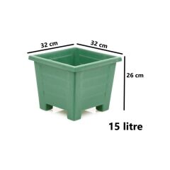 Omnipazar SY-5847 Dekoratif Plastik Kare Ayaklı Saksı 15 lt Yeşil 6 Adet