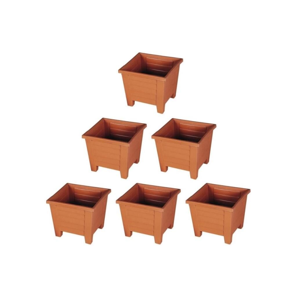 SY-5847 Dekoratif Plastik Kare Ayaklı Saksı 15 Lt Kiremit 6 Adet