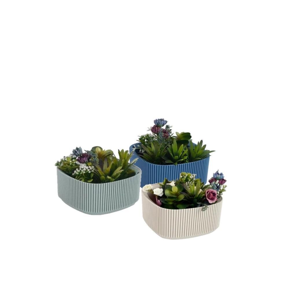 Omnipazar KRS-247 Pera Aranjman Kaktus Sukulent Saksı 1 Litre 3'lü Set