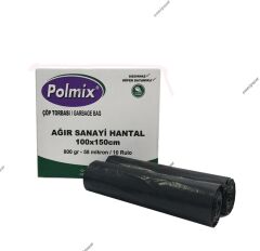 Omnipazr Polmix Ağır Hantal 100x150 cm Çöp Poşeti 10 Rulo 100 Ad 8 Kg Siyah