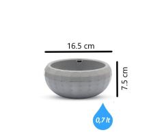 Omnipazar KRS-610 Dekoratif Küçük Aranjman Kaktus Sukulent Saksı 0.7 Litre Gri