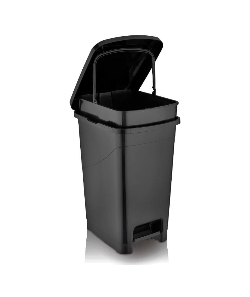 Omnipazar SRL-3030 Slim Pedallı Plastik Çöp Kovası İç Kovalı 40 lt Siyah