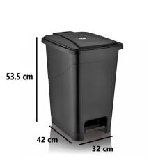 Omnipazar SRL-3030 Slim Pedallı Plastik Çöp Kovası İç Kovalı 40 lt Siyah