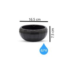 Omnipazar KRS-610 Dekoratif Küçük Aranjman Kaktus Sukulent Saksı 0.7 Litre Antrasit (116)