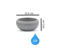 Omnipazar KRS-611 Dekoratif Orta Aranjman Kaktus Sukulent Saksı 2 Litre Gri