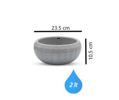 Omnipazar KRS-611 Dekoratif Orta Aranjman Kaktus Sukulent Saksı 2 Litre Gri