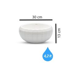 Omnipazar KRS-612 Dekoratif Büyük Aranjman Kaktus Sukulent Saksı 4.2 Litre Beyaz