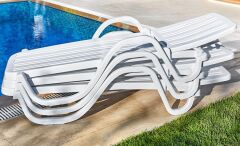 Omnipazar SY-2535 Beyaz Plastik Lüks Şezlong