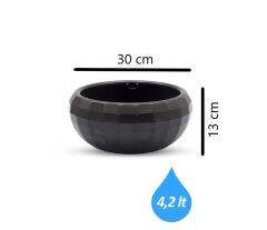 Omnipazar KRS-612 Dekoratif Büyük Aranjman Kaktus Sukulent Saksı 4.2 Litre Antrasit (116)