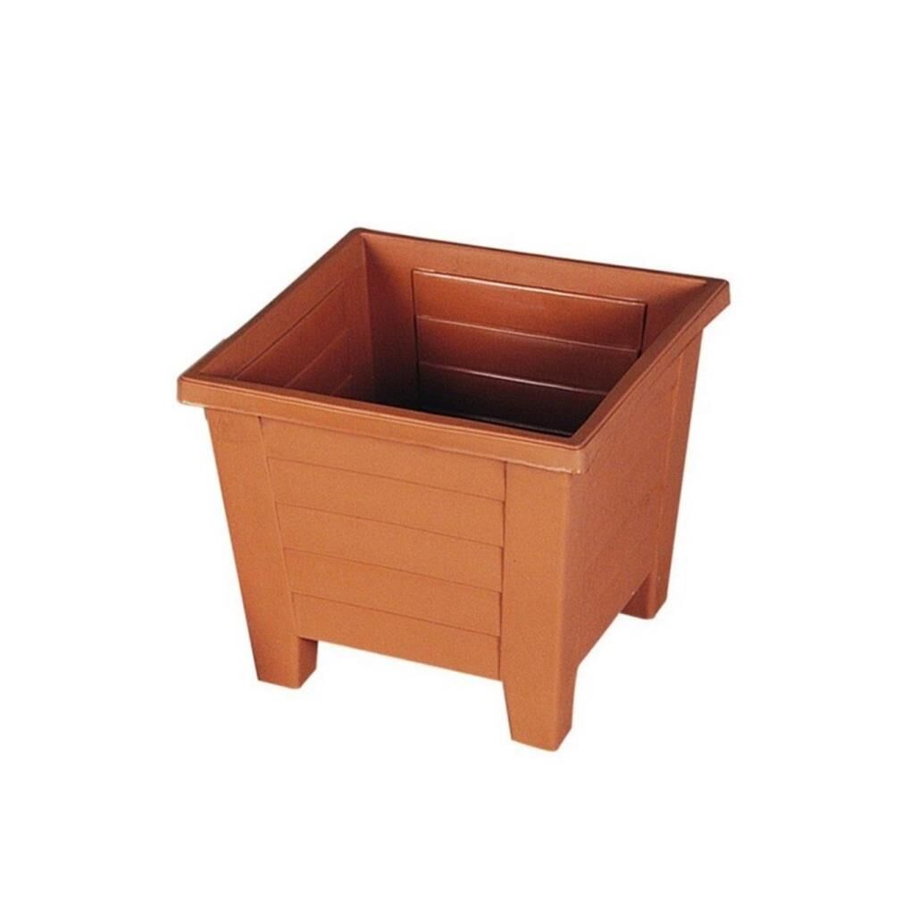 Omnipazar SY-5846 Dekoratif Plastik Kare Ayaklı Saksı 7 Litre No 3 Kiremit (108)