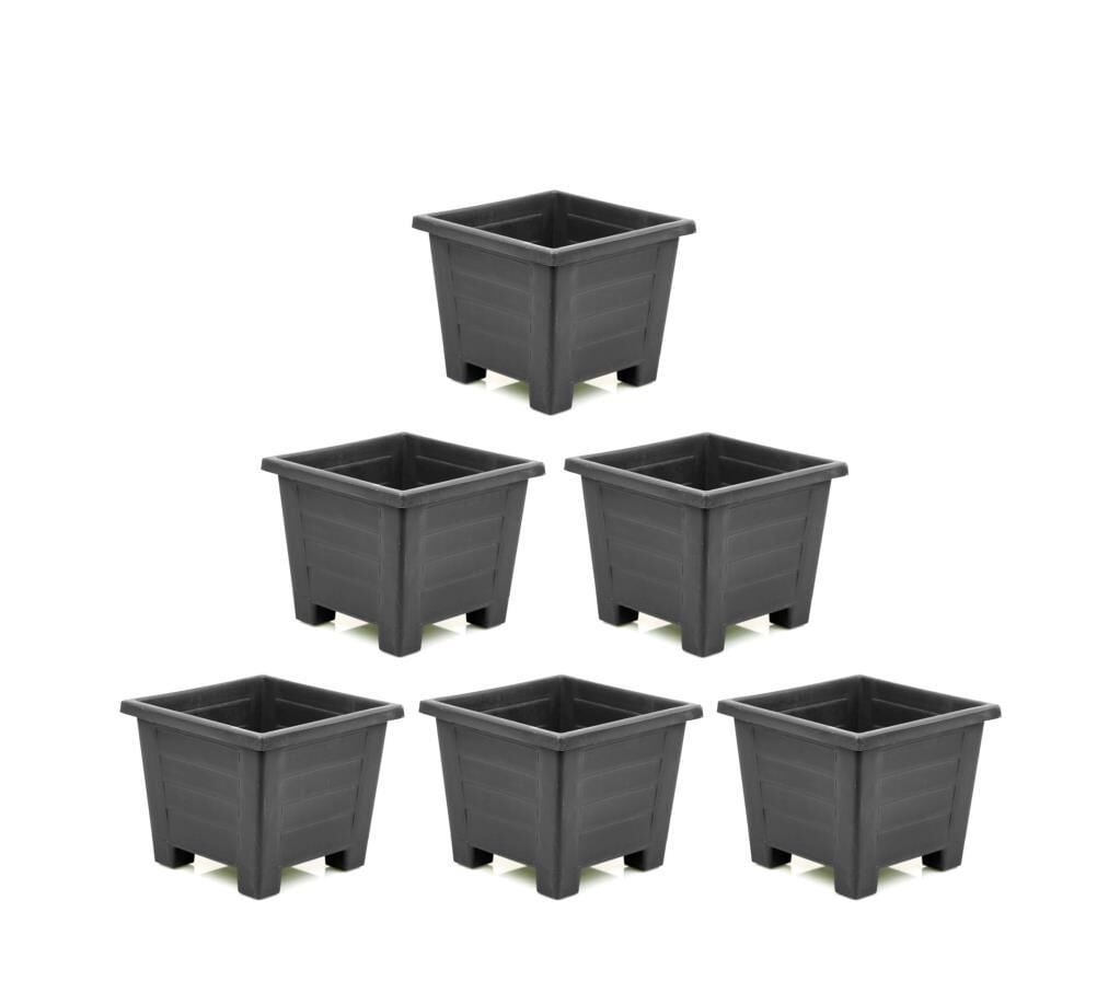Omnipazar SY-5846 Dekoratif Plastik Kare Ayaklı Saksı 7 lt Antrasit 6 Adet