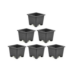 Omnipazar SY-5846 Dekoratif Plastik Kare Ayaklı Saksı 7 lt Antrasit 6 Adet