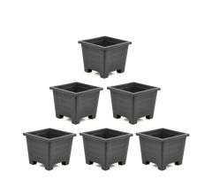 Omnipazar SY-5846 Dekoratif Plastik Kare Ayaklı Saksı 7 lt Antrasit 6 Adet