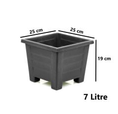 Omnipazar SY-5846 Dekoratif Plastik Kare Ayaklı Saksı 7 lt Antrasit 6 Adet