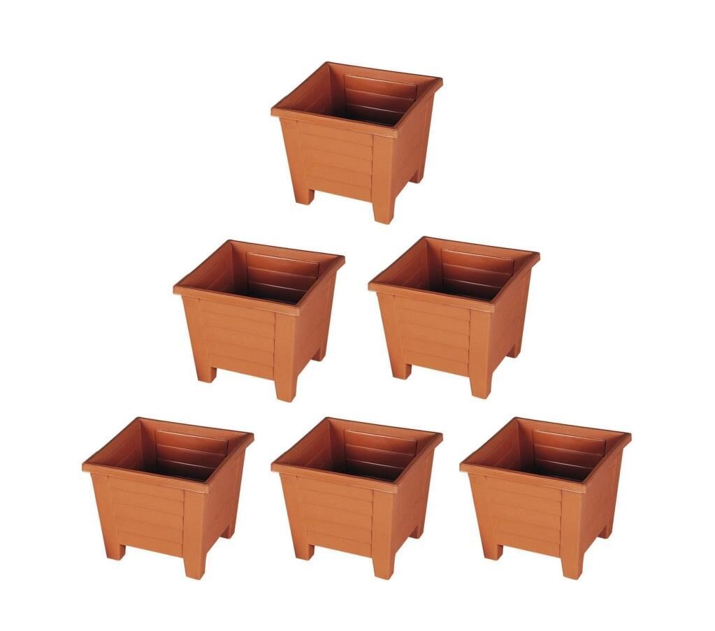 Omnipazar SY-5846 Dekoratif Plastik Kare Ayaklı Saksı 7 lt Kiremit 6 Adet