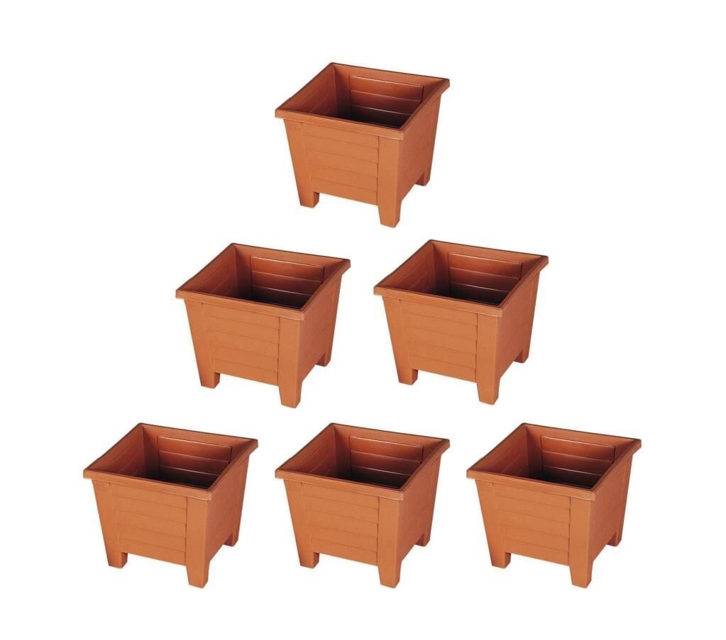 Omnipazar SY-5846 Dekoratif Plastik Kare Ayaklı Saksı 7 lt Kiremit 6 Adet