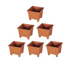 Omnipazar SY-5846 Dekoratif Plastik Kare Ayaklı Saksı 7 lt Kiremit 6 Adet