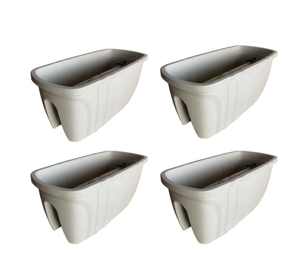 SY-5710 Opal Balkon Küpeşte Saksı 15 Litre Kirli Beyaz 4 Adet