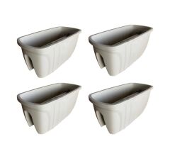 SY-5710 Opal Balkon Küpeşte Saksı 15 Litre Kirli Beyaz 4 Adet