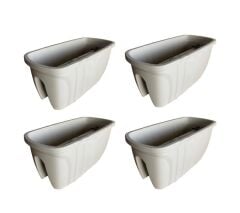 SY-5710 Opal Balkon Küpeşte Saksı 15 Litre Kirli Beyaz 4 Adet