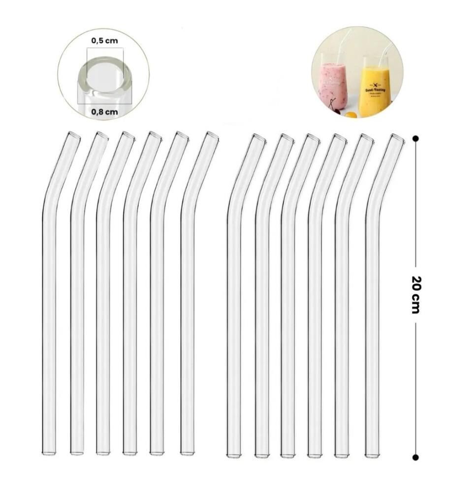 Omnisoft Eğimli Kalın Cam Kokteyl Pipet 12'li