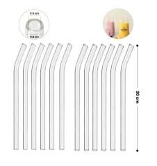 Omnisoft Eğimli Kalın Cam Kokteyl Pipet 12'li