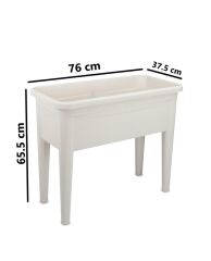 Omnipazar SO-AB03 Dekoratif Ayaklı Bahçe Yetiştirme Saksı 60 Litre No 3 Kirli Beyaz (113)