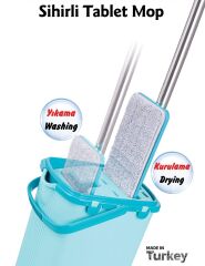 Omnipazar FLR-F0394 Sihirli Slim Tablet Mop Temizlik Kovası Turkuaz