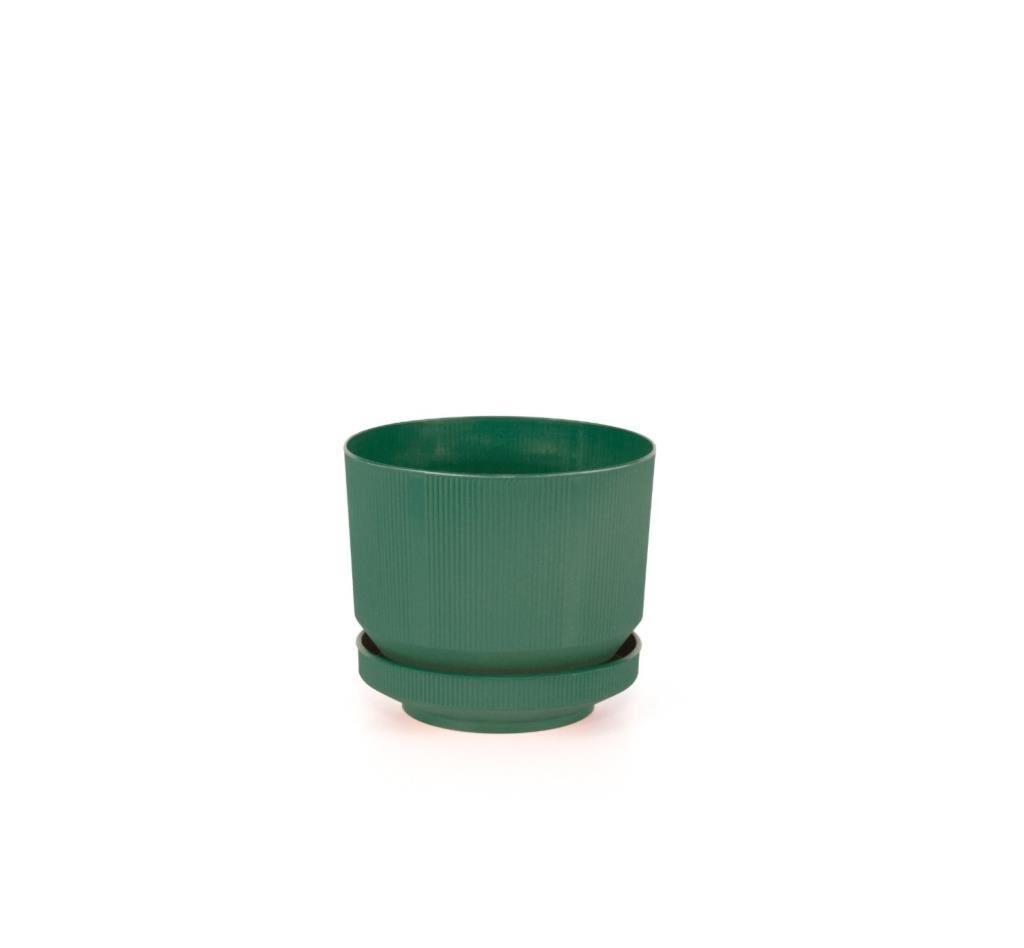 Omnipazar SO-S281 Dekoratif Tabaklı Lüks Çizgi Desenli Saksı 1.7 Litre YEŞİL