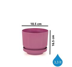 Omnipazar SO-S282 Dekoratif Tabaklı Lüks Çizgi Desenli Saksı 3.3 Litre