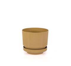 Omnipazar SO-S282 Dekoratif Tabaklı Lüks Çizgi Desenli Saksı 3.3 Litre Gold